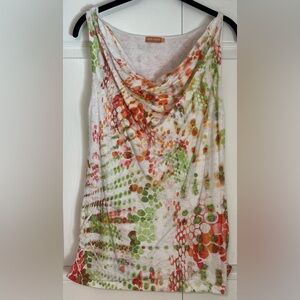 Cut Cute Abstract Patterned Sleeveless Cowl Neck Top